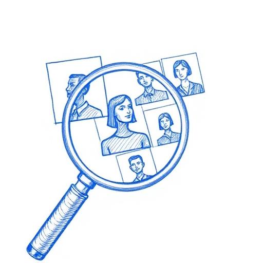 Illustration of a person reviewing candidate profiles for curated matching